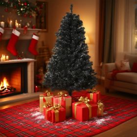 7ft Artificial Christmas Tree Unlit Douglas Fir With Realistic Branches And 1346 Tips, Black Halloween Style