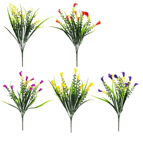 5 Bundles Artificial Calla Lilly Realistic UV Resistant Fake Flowers Faux Plastic Long Stem Plants For Indoor Planter Home Porch Yard Spring Summer Ce