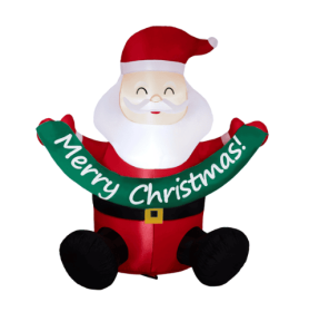 5.8FT Seated Elderly Person Hanging Banner, 3 LED 210D Polyester Christmas Inflatable Decoration, 12V,1000mA US Standard