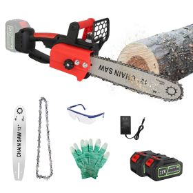 1Pc 12Inch Electric Cordless Chainsaw With 2Pcs 21V 3000mAh Battery And Charger Brushless Battery Operated Handheld Chainsaw With Auto Oiler Safety Sw