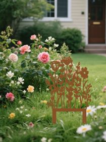 1PC Rustic Metal Wild Garden Stakes-Vintage Outdoor Decor For Lawns Flower Pots