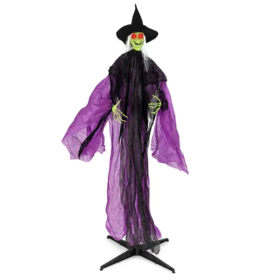 7.2ft Sound-Activated Halloween Witch - Eerie Arm Movements, Terrifying Sounds & Glowing Eyes For Indoor Outdoor