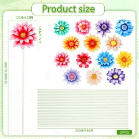 14Pcs Summer Flower Garden Stakes, Colorful Planter Stakes, Decorative Garden Yard Stakes For Outdoor Lawn Patio Pathway Flower Pots, Spring Summer Ga