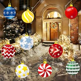 9Pcs Christmas Yard Signs With Stakes And Cords Christmas Balls Yard Signs Decorations For Outdoor Yard Porch Tree Lawn Decorations Xmas Party Decor-B