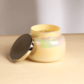 Scented Wax Candle Jar With Lid- Pastel Yellow