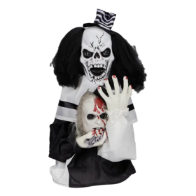 1.8ft Halloween Decoration Scary Clown, Sound-Actived Party Decor With Creepy Sound , Scary Haunted House Props For Indoor Party Home Table Garden Yar