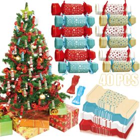 40 Pcs Christmas Gift Boxes With Ribbon 4 Colors Candy Shaped Sweets Goodie Chocolate Treat Box Xmas Gift Snowflake Pattern Xmas Cracker Kit For Chris
