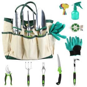 13Pcs Garden Tool Set Aluminum Alloy Gardening Hand Tools Starter Kit With Garden Bag Heavy Duty Outdoor Hand Tools With Non-Slip Ergonomic Handle For
