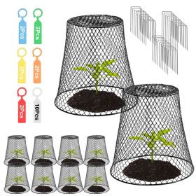 10Pack 9.25x9.25in Chicken Wire Cloches Plant Covers Metal Garden Cages Heavy Duty Plant Protectors With 30 Stakes 20 Labels Keep Bunnies Chicken Squi
