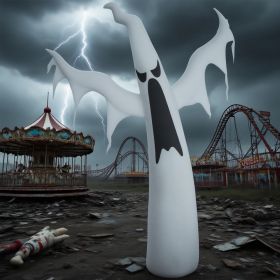 6' Tall Halloween Inflatables Outdoor Decorations White Ghost, Light Up Blow Up Yard Decor With LED Light And Fan Indoor Outdoor For Garden, Lawn, Par
