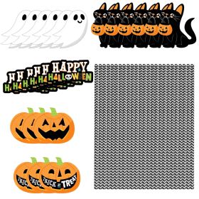 Set Of 25Pcs Halloween Party Striped Decorative Straws Disposable Drinking Straws Paper Straw Decor Happy Halloween Ghost Lantern Black Cat Halloween