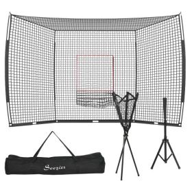 Soozier 17X 5.5Baseball Net With Strike Zone, Tee, Caddy, And Carry Bag For Pitching And Hitting, Portable Extra Large Softball And Baseball Training