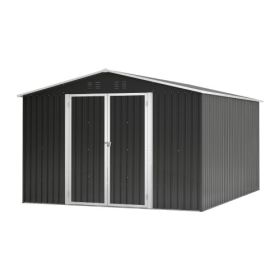 Outdoor Storage Shed 10x12 FT, Utility Metal Tool Storage With Lockable Doors And Updated Frame Structure, Large Metal Garden Shed For Backyard, Patio