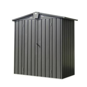 Outdoor Storage Shed 5.7x3 FT,Metal Outside Sheds&Outdoor Storage Galvanized Steel,Tool Shed With Lockable Double Door For Patio,Backyard,Garden, (Option: Dark gray)