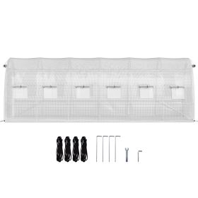 VEVOR Walk-in Tunnel Greenhouse, 20 X 10 X 7 Ft Portable Plant Hot House W Galvanized Steel Hoops, 3 Top Beams, Diagonal Poles, 2 Zippered Doors (Option: Default)